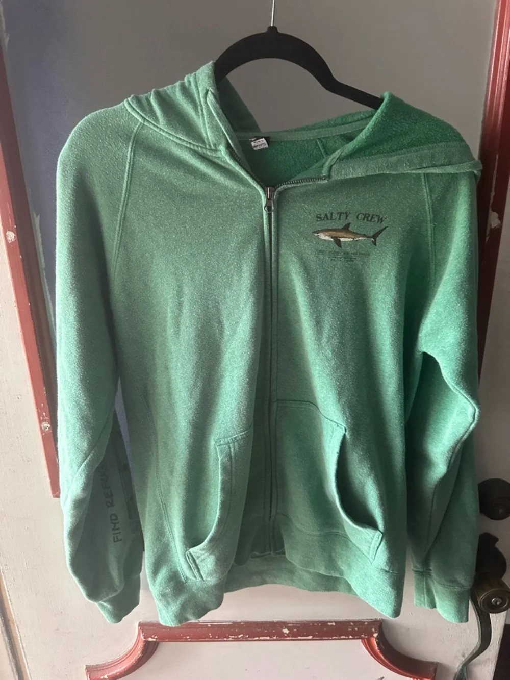 Salty Crew Green Hoodie with Shark Graphic - Picture 1 of 8